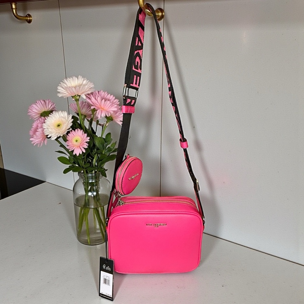 NWT Karl Lagerfeld Pink Crossbody Bag with matching coin purse - Picture 3 of 14
